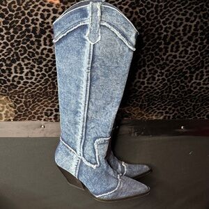 Zara dark Blue Jean cowboy boots